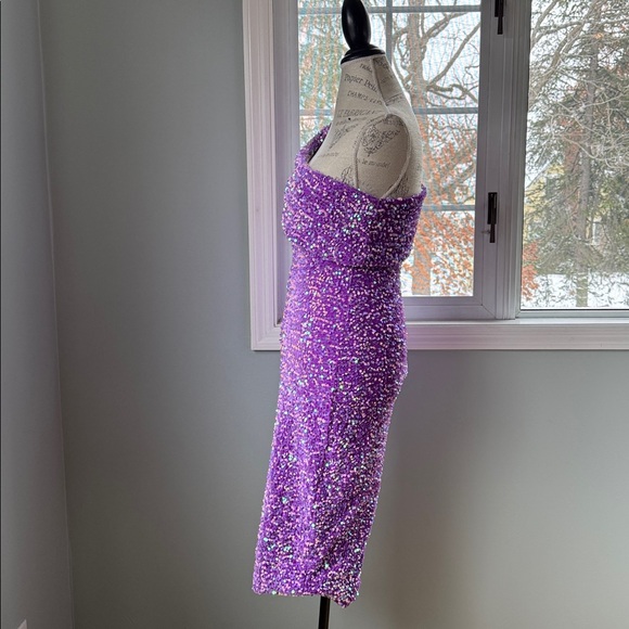 Catchall Alexandra velvet sequined one shoulder bodycon midi dress NWT size M - Picture 3 of 11